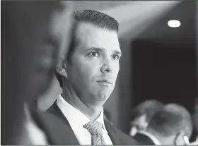  ?? AP/BIKAS DAS ?? The eldest son of U.S. President Donald Trump, Donald Trump Jr., arrives for a meeting with journalist­s Wednesday in Kolkata, India.