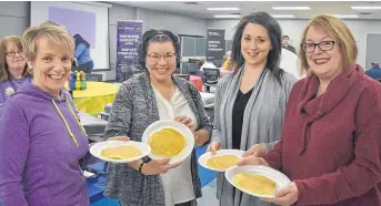  ?? BRENDAN AHERN/THE NEWS ?? Margie Grant-Walsh, executive director of Big Brothers Big Sisters Pictou County, with honorary chair Chief Andrea Paul and past-president and vice-president of the board Trish Fraser and Jackie Jardine.