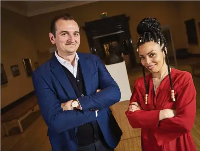  ??  ?? Bendor Grosvenor and Emma Dabiri, above left, go in search of Britain’s Lost Masterpiec­es; Philippa and Grayson Perry are looking for new members to join their art club