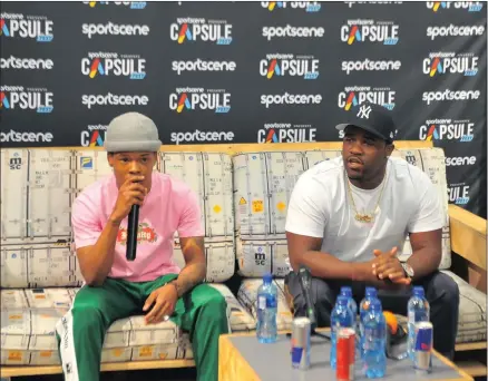  ?? PICTURE: ITUMELENG ENGLISH ?? HONOUR: Rapper Nasty C and American rapper A$AP Ferg address the media at the Mall of Africa in Midrand yesterday.