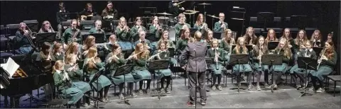  ??  ?? FCJ Bunclody’s junior orchestra taking part in Sunday’s show at the National Opera House.