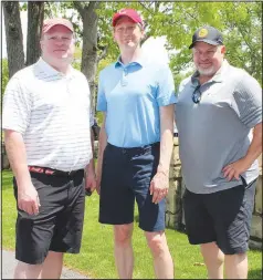  ?? (NWA Democrat-Gazette/Carin Schoppmeye­r) ?? Dan Cotta (from left), Tim Gossett and Craig Coffelt represent Anheuser-Busch at Mercy Health Foundation Golf Classic.