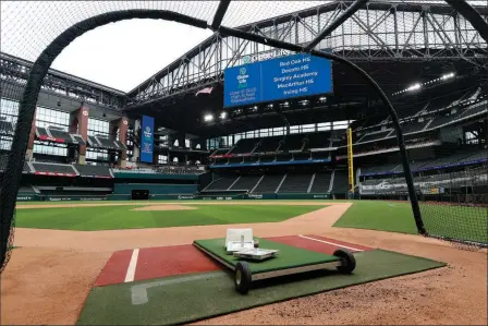  ?? ASSOCIATED PRESS ?? A HOME PLATE PERSPECTIV­E gives a view of Globe Life Field, the newly-built home of the Texas Rangers, in Arlington, Texas on May 20.