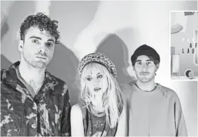  ?? LINDSEY BYRNES ?? Taylor York, left, Hayley Williams and Zac Farro of Paramore have released After Laughter.