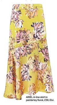  ??  ?? ARIEL A-line skirt in painterley floral, £59, Elvi.