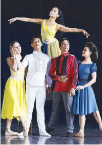 ??  ?? Lisa Macuja with Ballet Manila company artists in Rebel