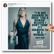  ??  ?? Zuhal Demir tweette een foto van zanger Iggy Pop in een jurk.