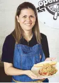  ??  ?? Chef Lara Dizon with her Shrimp Aglio E Olio