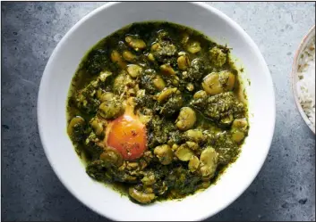  ?? DAVID MALOSH — THE NEW YORK TIMES ?? Baghali Ghatogh (Fava Bean Stew), an updated version of a beloved Iranian stew.