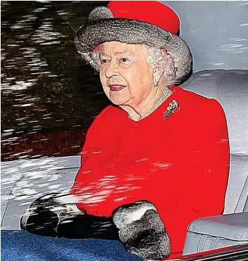  ??  ?? Wrapped up: The Queen arrives at Crathie Kirk to attend the service yesterday