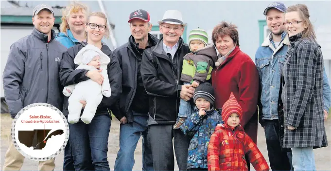  ??  ?? Saint-Elzéar, Chaudière-Appalaches Dany Chabot, Claire Ouellet, Marie-Ève, Germain et Richard Lehoux, Ginette Lessard, Jean-François Lehoux et Bianca Champagne, sans oublier les enfants, Benoît, Griffen, Jacob et Caleb.