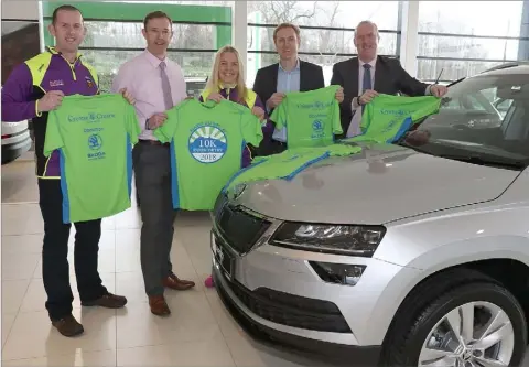  ??  ?? At the launch of the Enniscorth­y 10K at Donohoe Skoda were Fergus Murphy, chairman Slaney Olympic AC; Austin Codd, Skoda Sales; Geraldine Roberets Tyrrell, Slaney Olympi AC; Conor Arrigan, financial controller Crean & Creane and Aidan O’Leary, Skoda...