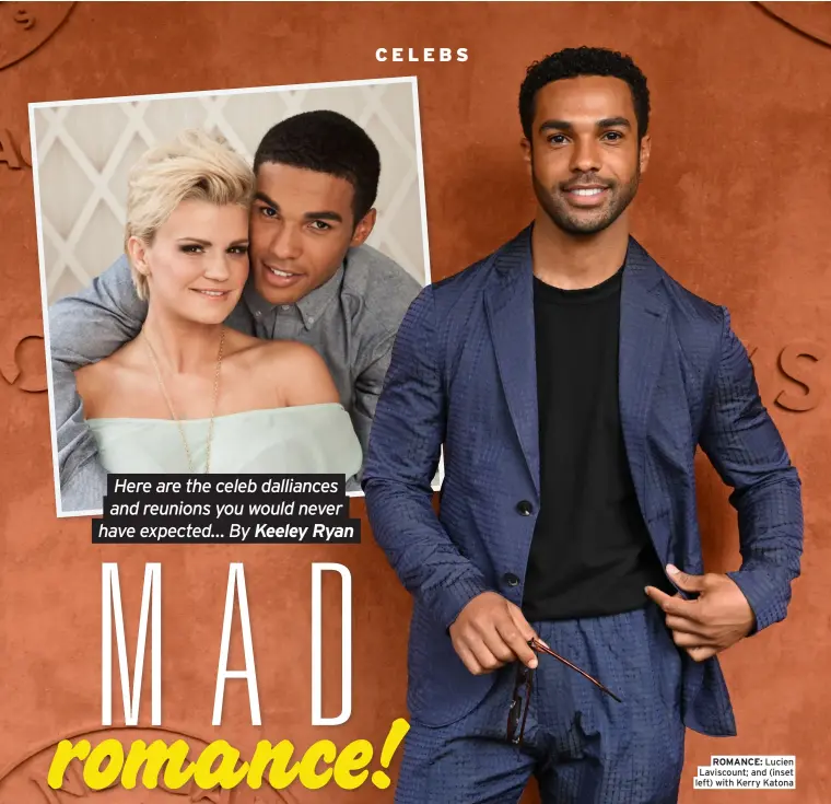  ?? ?? ROMANCE: Lucien Laviscount; and (inset left) with Kerry Katona