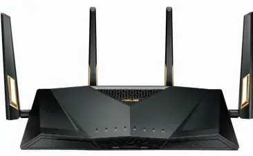  ??  ?? Asus intends to be early to the 802.11ax router market with its RT-AX88U Wi-fi router.