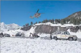  ?? PTI ?? Indian Air Force officials carry out rescue operations at Chhota Dara in Lahaul &amp; Spiti on Thursday.