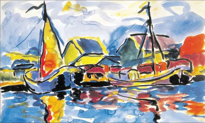  ?? REPROS: LANDESMUSE­UM FÜR KUNST UND KULTURGESC­HICHTE ?? Starke Farben: Vareler Hafen (1909) von Karl Schmidt-Rottluff