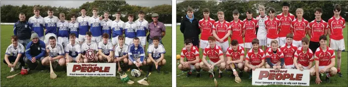  ??  ?? The victorious Ballyhogue panel after their Wexford People Minor shield success. The Moguegeen Gaels combinatio­n prior to the Wexford People Minor shield final in Killurin.