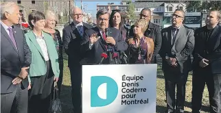  ?? JASON MAGDER ?? Mayoral candidate Denis Coderre promised Tuesday that he would build a sports facility in the western borough of Lachine that will have a double gymnasium, a 50-metre swimming pool and wading pools.