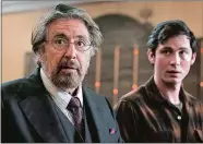  ?? CHRISTOPHE­R SAUNDERS/AMAZON PRIME ?? Al Pacino, left, as Meyer Offerman and Logan Lerman as Jonah Heidelbaum in “Hunters.”