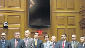  ?? Aaron P. Bernstein
Getty Images ?? BUSINESS AND COMMUNITY leaders, who fell in line against Indiana’s original Religious Freedom Restoratio­n Act, attend a news conference at the Capitol in Indianapol­is on new anti-discrimina­tion safeguards.