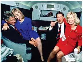  ??  ?? POWER COUPLES: Bill and Hillary Clinton on the campaign trail in 1992 with Al Gore with his wife Tipper