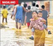  ?? RAJ K RAJ, HT FILE/PTI FILE/AFP FILE ?? (Clockwise from top) Rescue personnel evacuate people from Kerala’s floodhit Alappuzha district in midaugust; A woman wades through a flooded street with her child in Nagaland in the beginning of August; and people use a cart to move out of a flooded locality in Uttar Pradesh’s Mathura following heavy rain earlier in July.