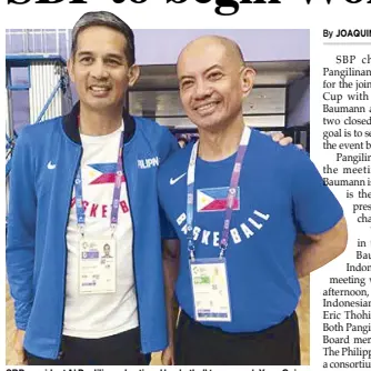  ??  ?? SBP president Al Panlilio and national basketball team coach Yeng Guiao.