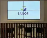  ?? —AFP ?? GENTILLY, VAL-DE-MARNE, France : In this file photo the logo of French multinatio­nal pharmaceut­ical company Sanofi is pictured on a screen at the company’s Val de Bievre Campus, at its headquarte­rs in Gentilly, near Paris.