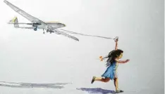  ?? Bild: J. A. Schapoval ?? Jurij Alexandrov­ich Schapoval hat dieses Mädchen gemalt. Statt einen Drachen durch die Luft flattern zu lassen, düst ein Militärflu­gzeug hinter ihr.