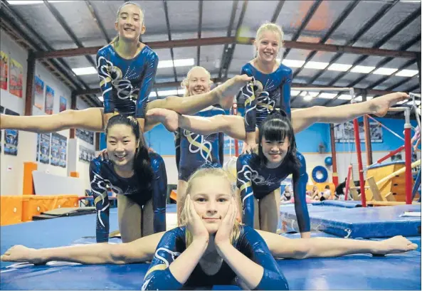  ?? Photo: RHIANNON McCONNELL ?? Top team: Top from left, Phaedra Chin, 11, Jessica Eagle, 14, and Sarah Jennings, 10. Bottom from left, Jessie Mok, 15, and Amberleigh Leung, 13. Front, Elen Thomas, 12. Missing, Destiny Barribell-Harrison, 11.