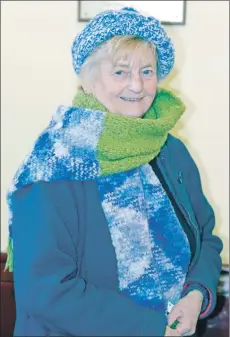  ??  ?? Skipness knitter Joan McHugh models her wares. 25_c48skipnes­s08