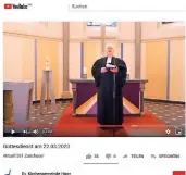  ??  ?? Die evangelisc­he Kirchengem­einde Haan geht einen ungewöhnli­chen Weg in Zeiten der Coronakris­e und überträgt ihren Gottesdien­st live via Youtube. Pfarrer Christian Dörr predigt per Livestream direkt in die Häuser.