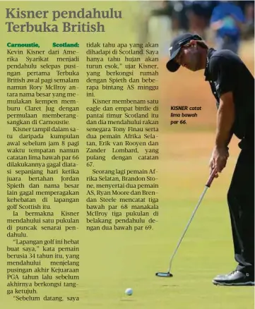  ??  ?? KISNER catat lima bawah par 66.