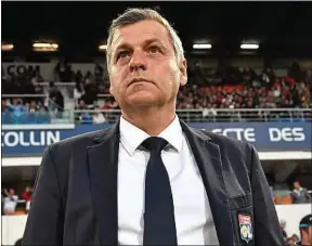  ??  ?? Bruno Genesio, ici à Montpellie­r, est sous contrat jusqu’en 2019 avec l’OL.