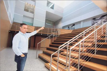  ?? Christian Abraham / Hearst Connecticu­t Media ?? Building and Land Technology Co-President Mike Handler gives a tour of the BLT-owned office complex at 1 Elmcroft Road in Stamford on July 14.