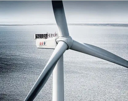  ?? Picture: Tristan Stedman. ?? MHI Vestas turbine. The firm is the project’s first preferred major supplier.