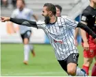  ??  ?? Hawke’s Bay United’s Maxime Oliveri celebrate his goal against Canterbury.