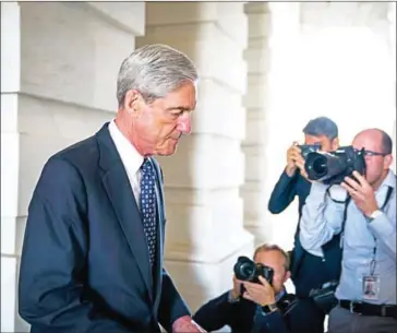  ?? DOUG MILLS/THE NEW YORK TIMES ?? Robert Mueller, the former FBI director and special counsel leading the Russia investigat­ion, leaves the Capitol in Washington, on June 21.