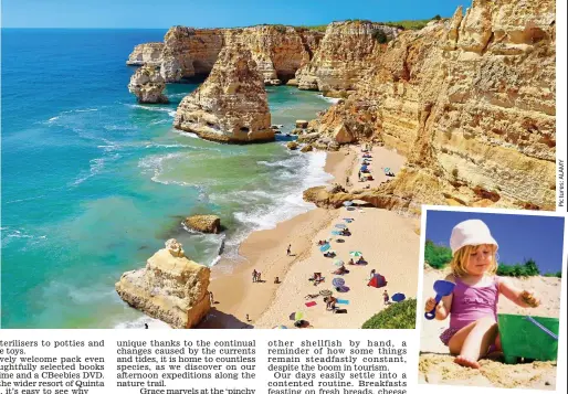  ??  ?? Bliss: Praia da Marinha beach in Portugal’s Algarve — a peaceful spot to holiday with youngsters