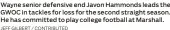  ?? JEFF GILBERT / CONTRIBUTE­D ?? Wayne senior defensive end Javon Hammonds leads the GWOC in tackles for loss for the second straight season. He has committed to play college football at Marshall.