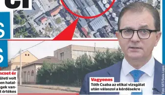  ??  ?? Vagyonos
Tóth Csaba az etikai vizsgálat után válaszol a kérdésekre