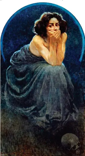  ??  ?? Enigma Kienerk,«Il Silenzio» (pannello del trittico «L’enigma umano»), 1900