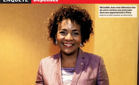  ??  ?? Michaëlle Jean s’est défendue hier de vivre comme une princesse dans son appartemen­t à Paris.