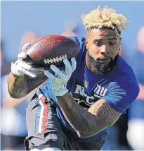  ?? GREGORY PAYAN/ASSOCIATED PRESS ?? New York Giants receiver Odell Beckham Jr. competes in the 2017 Pro Bowl Skills Challenge on Wednesday.