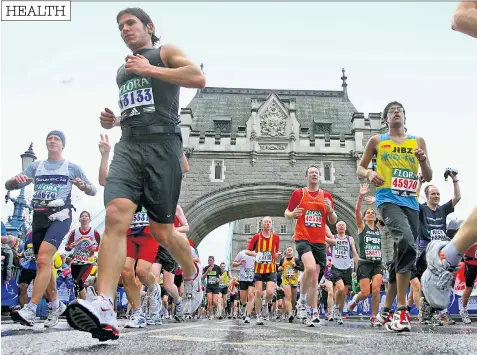  ??  ?? In the race: as runners train for the London Marathon, Fiona, below, warns of the signs of cartilage damage, inset