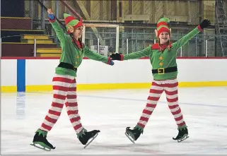  ??  ?? Devyn Browne and Madison Sullivan play the Elves in The Nutcracker on Ice.