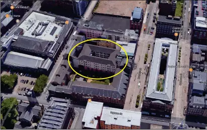  ??  ?? The former student flats, circled above, could be transforme­d into luxury homes under the proposals