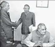  ?? HT ARCHIVE ?? (From left) Jaswant Singh, George Fernandes with former PM Atal Bihari Vajpayee at a press conference in 1997.