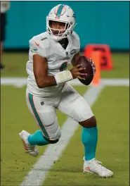  ?? (AP Photo/Lynne Sladky) ?? Tua Tagovailoa will make his first career start Nov. 1 when the Miami Dolphins host the Los Angeles Rams.