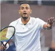  ??  ?? Nick Kyrgios reacts during his second round match against Antoine Hoang yesterday.